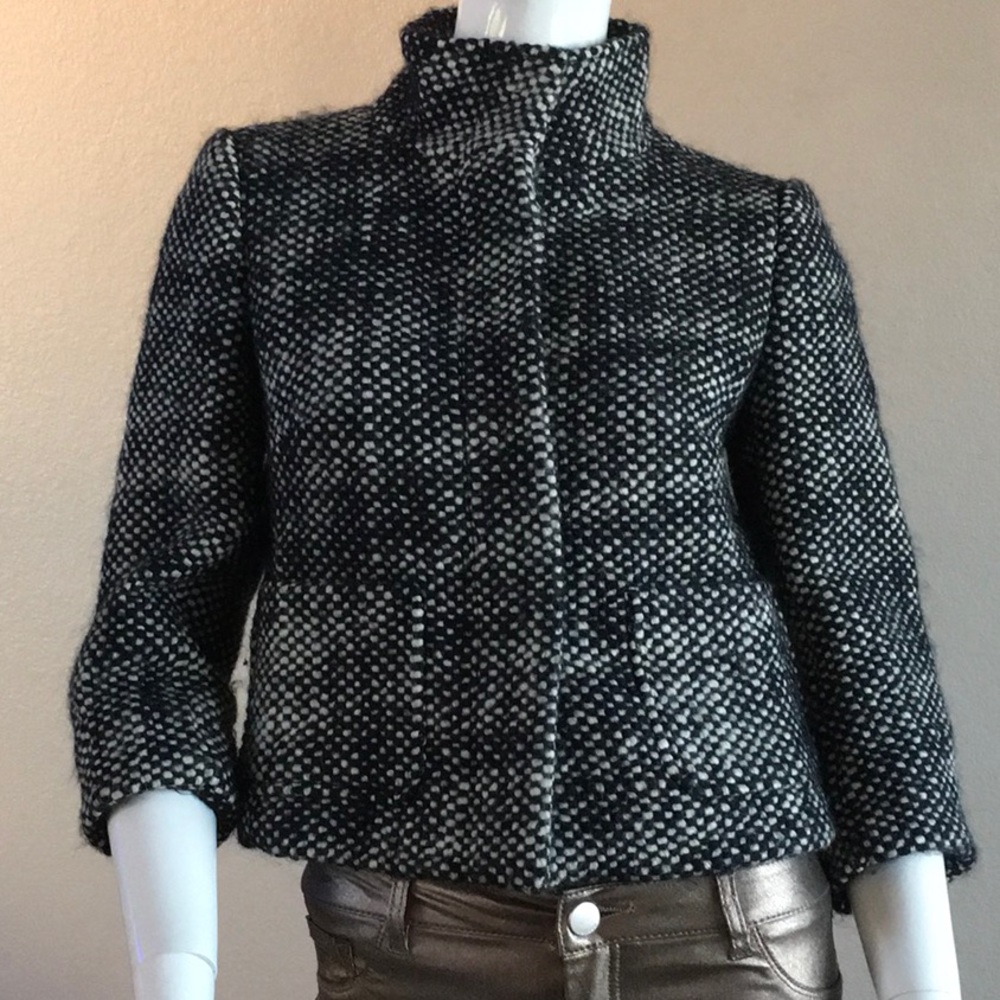 Salt and Pepper Tweed Wool Blend Jacket/ Blazer